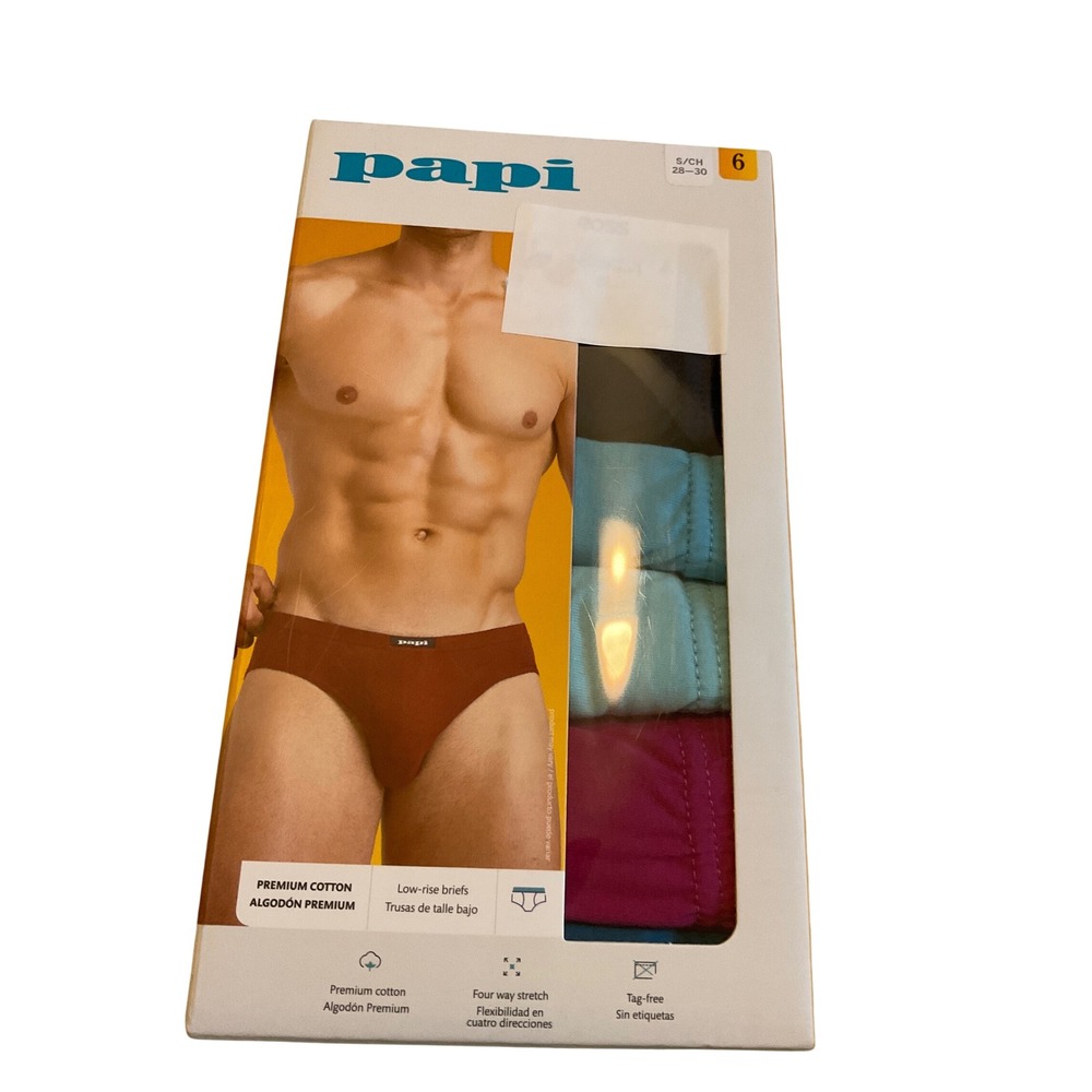 Papi Mens 6 Pack Premium Cotton Low Rise Briefs Size S CH 28 30 Assorted‎ Colors